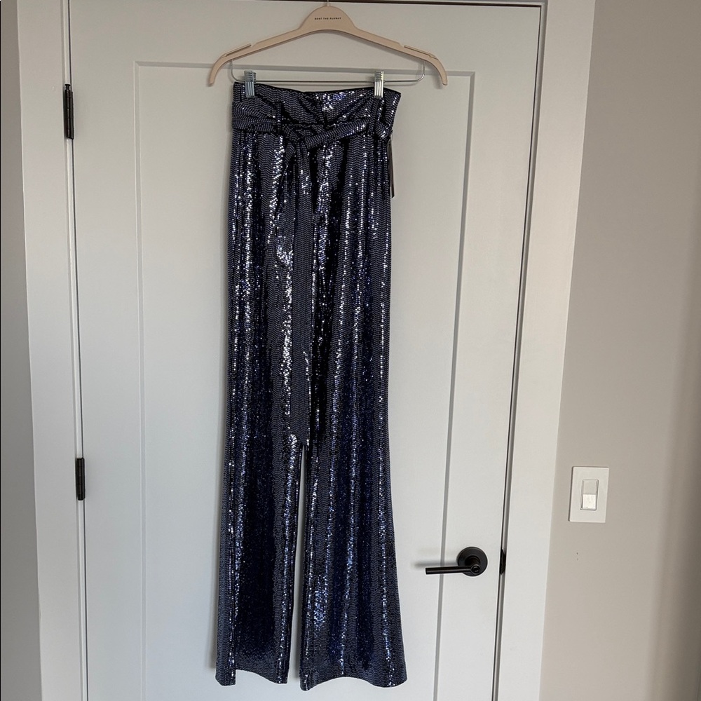 Marciano Navy Sequin Wide Leg Pants